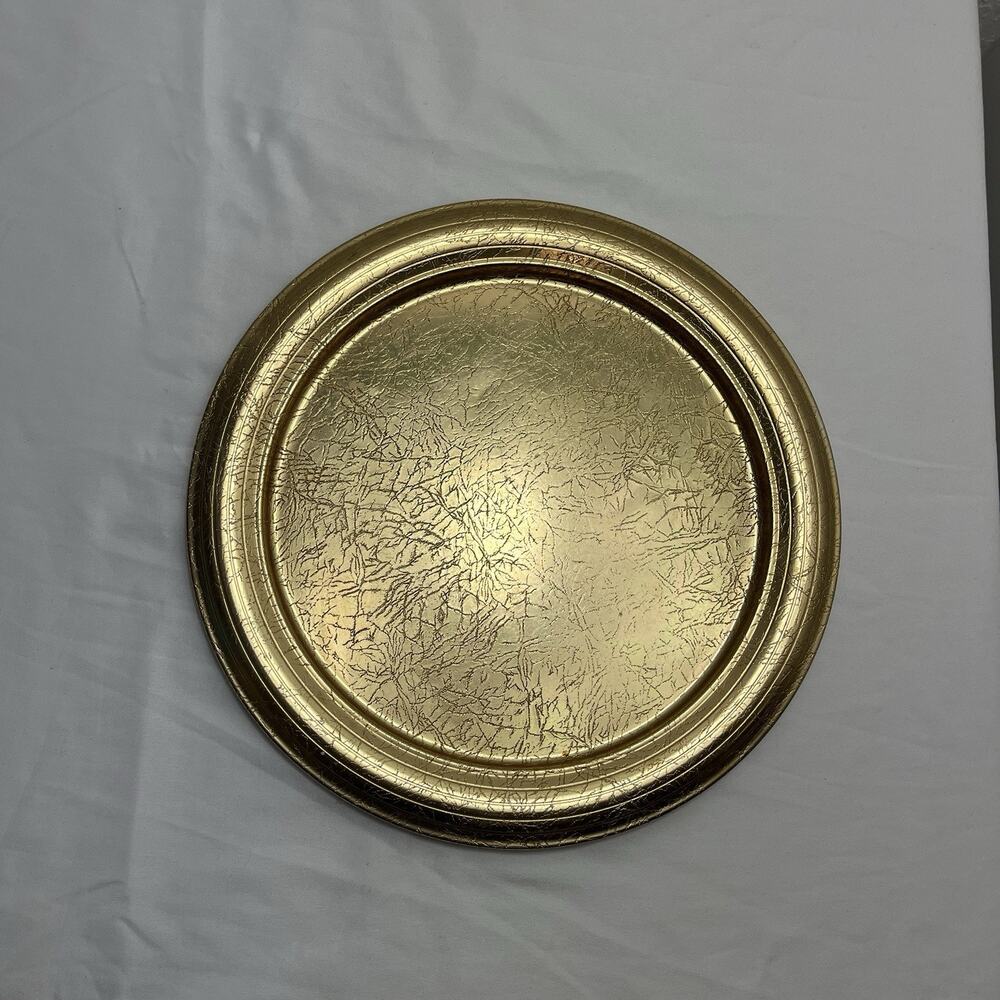 Vintage West Bend Made In USA Aluminum Gold Charger Plate Tabletop Decorative